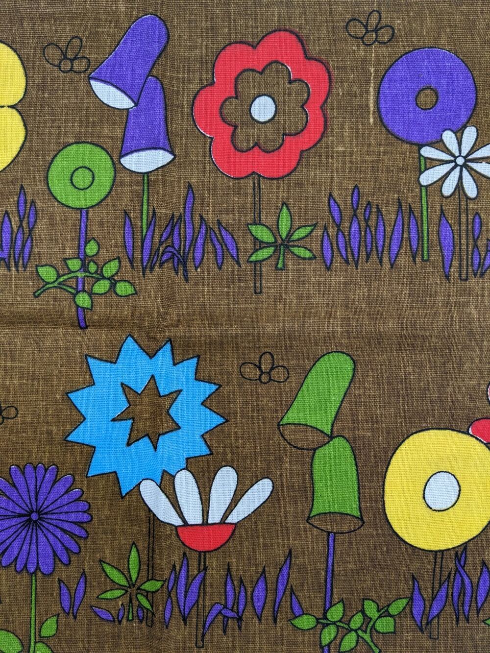 SALE! Vintage 1970's Mod Mushrooms ROYAL TERRY Cotton Kitchen Tea Towel ~ Brazil